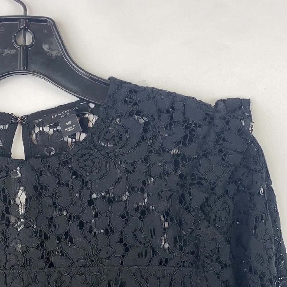 Ann Taylor Women's Black Lacy Long Sleeve Dress Size 00 Petite - Picture 4 of 12